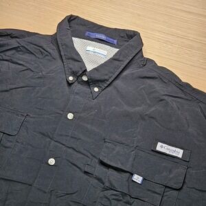 Columbia Bahama Short Sleeve Fishing Shirt Mens 4XLT Black Vented PFG Button Up